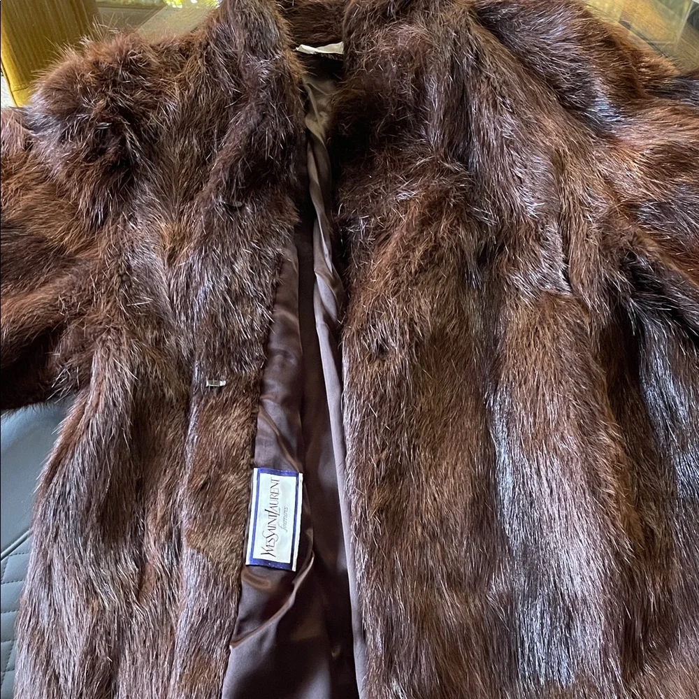 YSL Brown Fur Coat - Picture 1 of 16